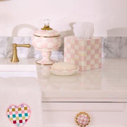 Rosy Check Enamel Bath Collection