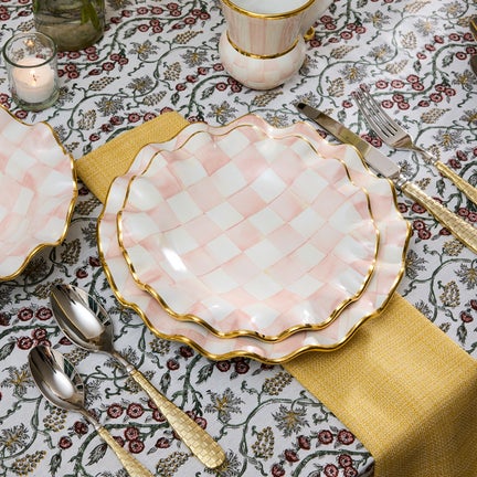 Rosy Check Fluted Ceramic Dinnerware