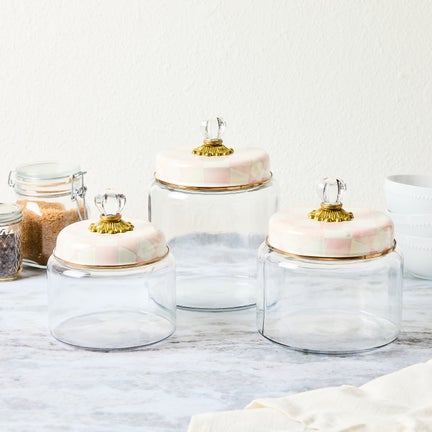 Rosy Check Kitchen Canisters
