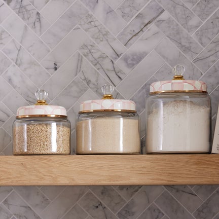 Rosy Check Kitchen Canisters