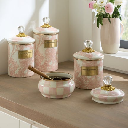 Rosy English Garden Enamel Canisters