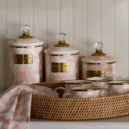 Rosy English Garden Enamel Canisters