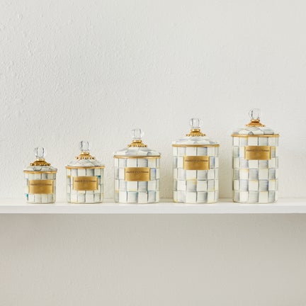Sterling Check Enamel Canisters