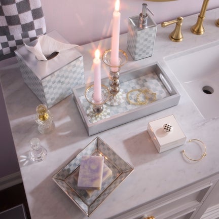 Sterling Check Glass Bath Collection