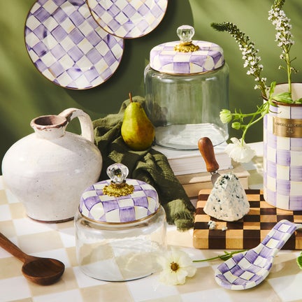 Violet Check Kitchen Canisters