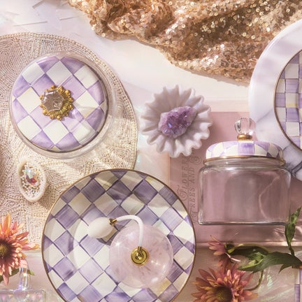 Violet Check Kitchen Canisters