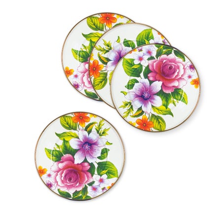 White Flower Market Dinnerware, Set of 4