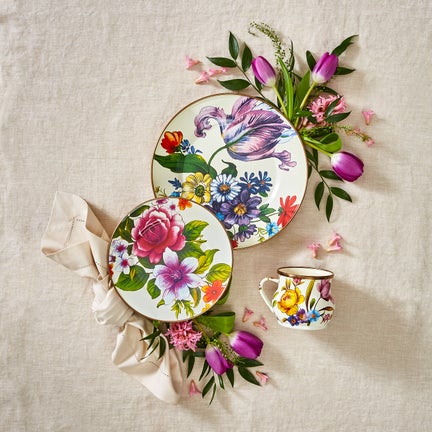 White Flower Market Enamel Dinnerware