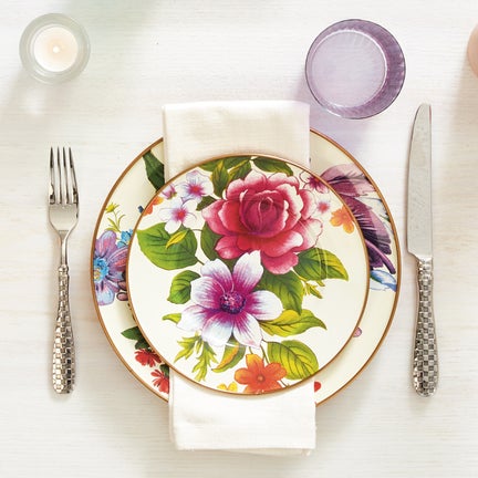 White Flower Market Enamel Dinnerware