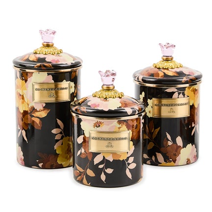 Wild Rose Brown Canisters