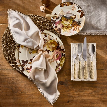 Wild Rose White Enamel Dinnerware