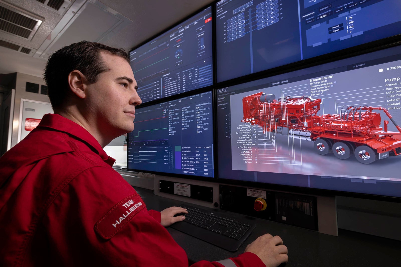 Halliburton employee working with the Octiv intelligent fracturing platform.