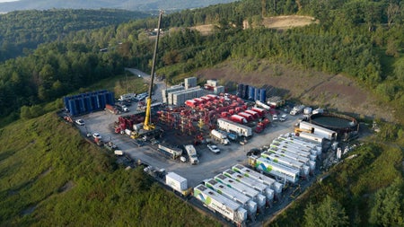 Aerial view of Halliburton frac site.