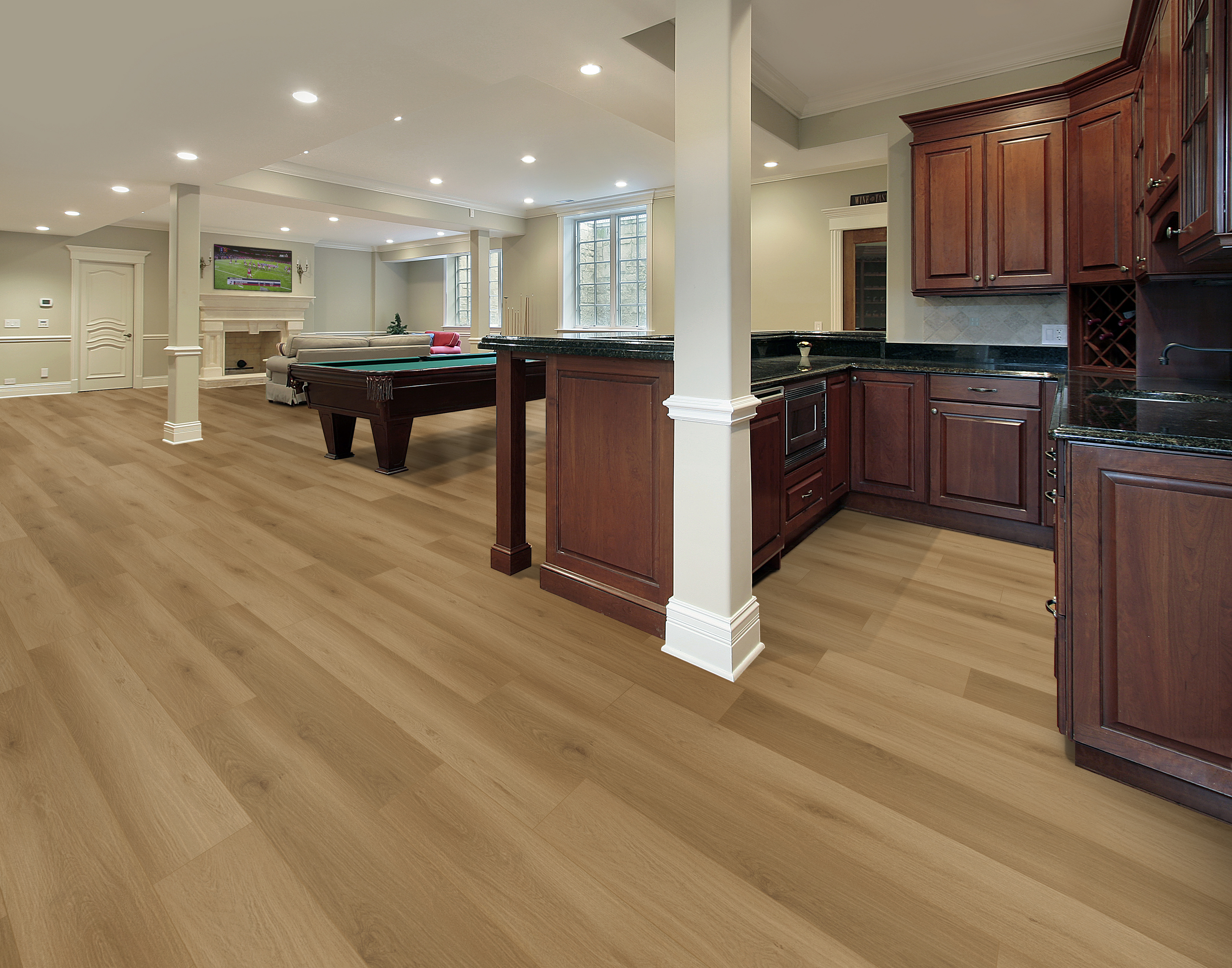 Wheat flooring, shown in a room