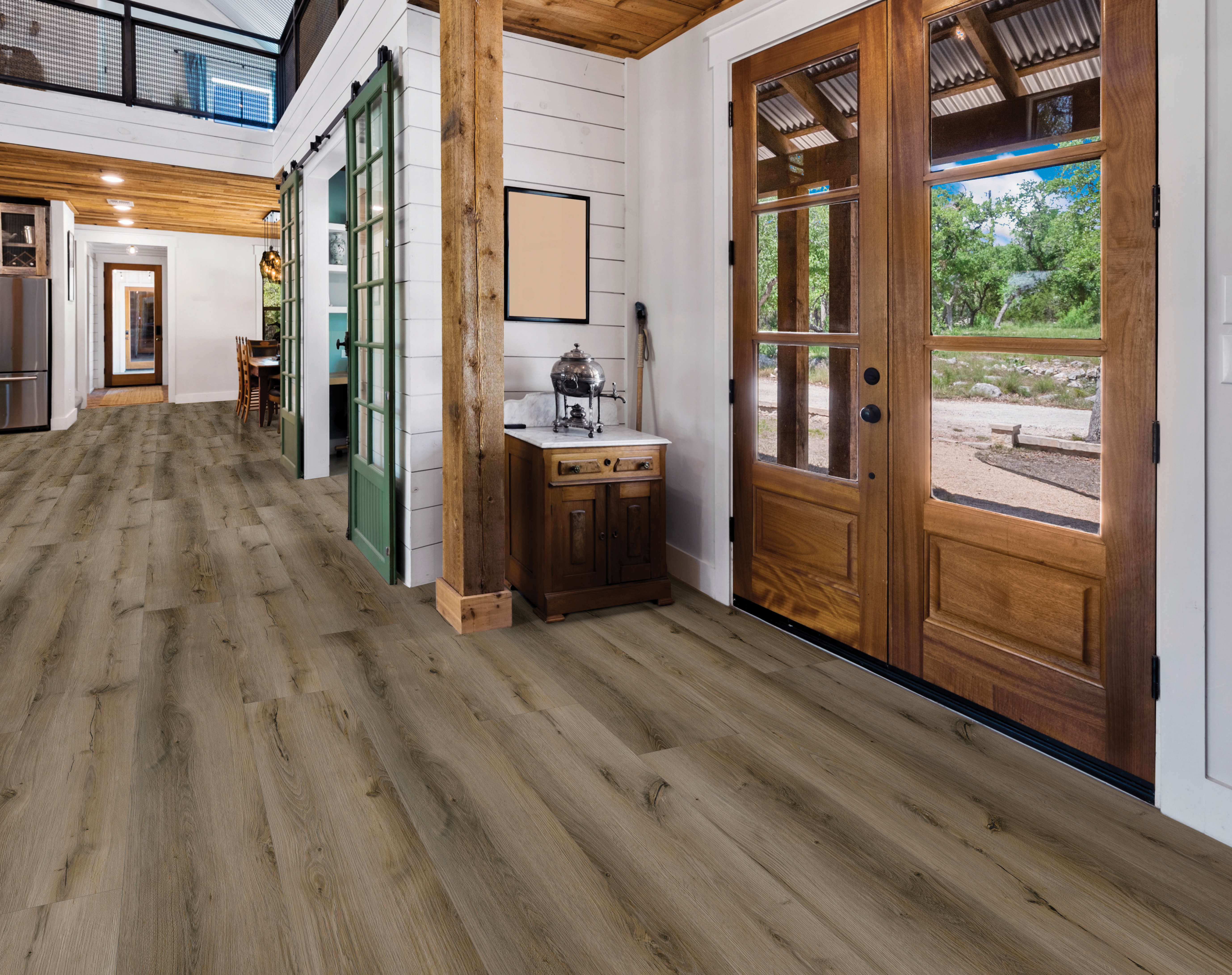 Ash Brown flooring, shown in a room