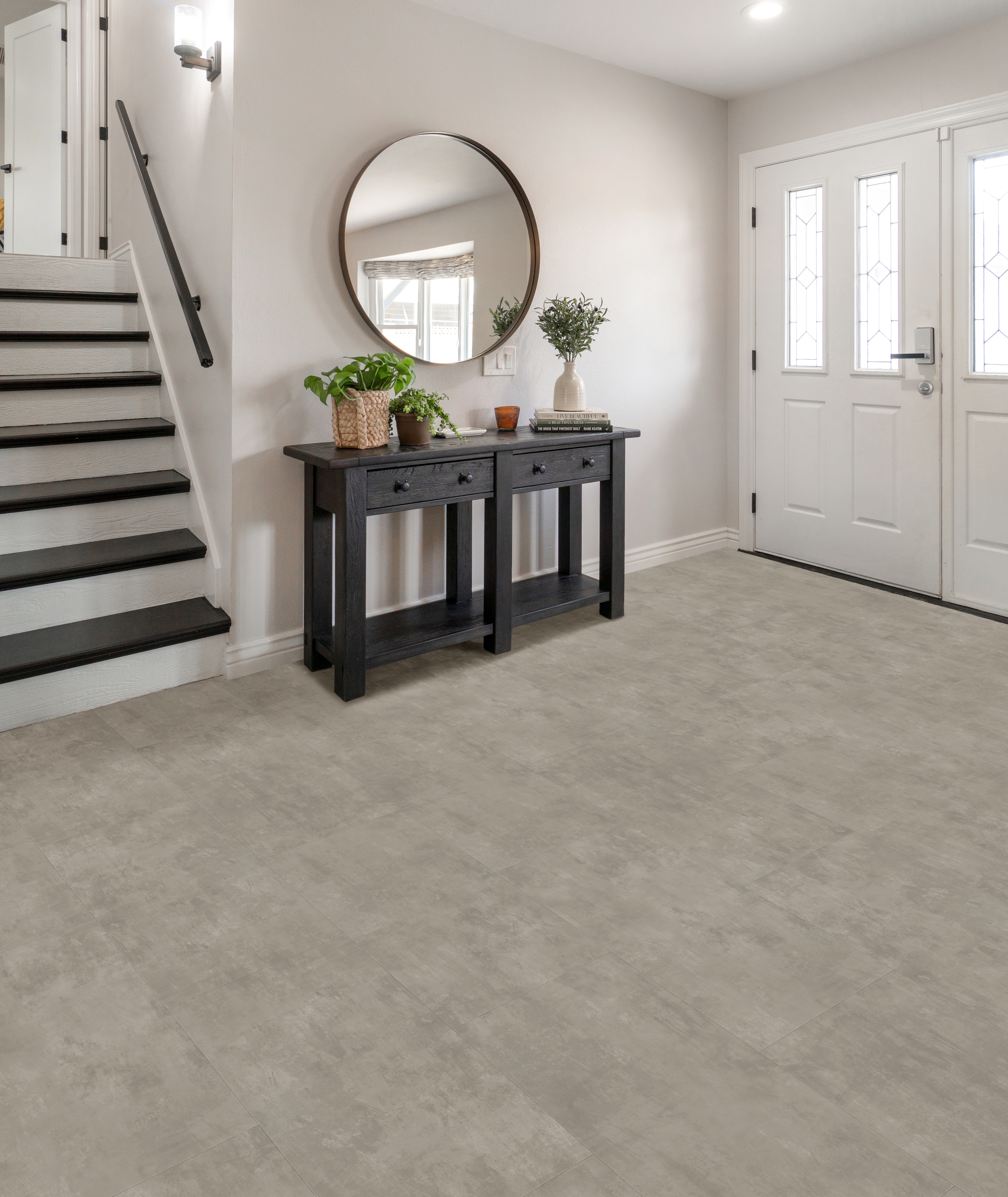 Cinder flooring, shown in a room