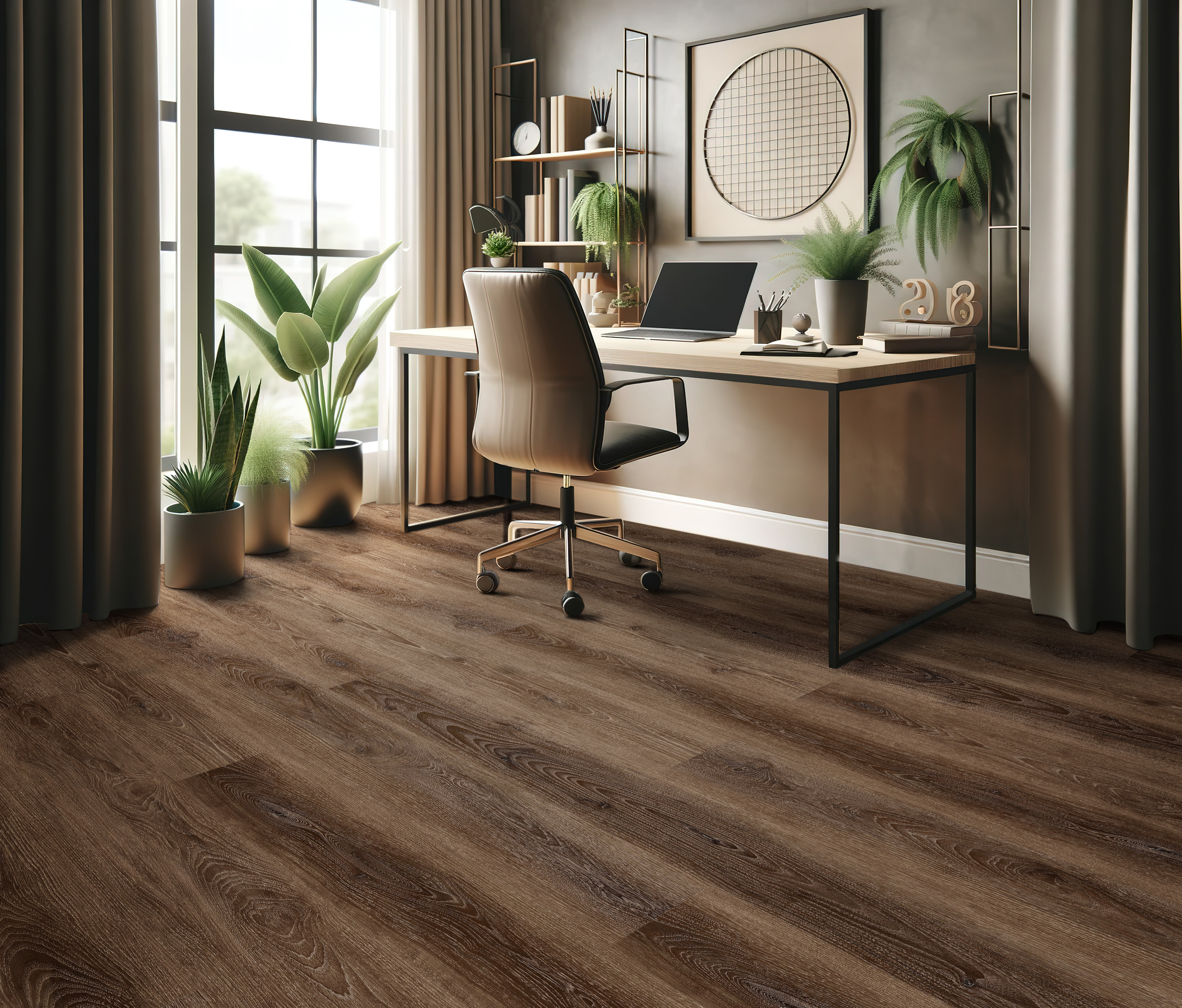 Espresso Bean flooring, shown in a room
