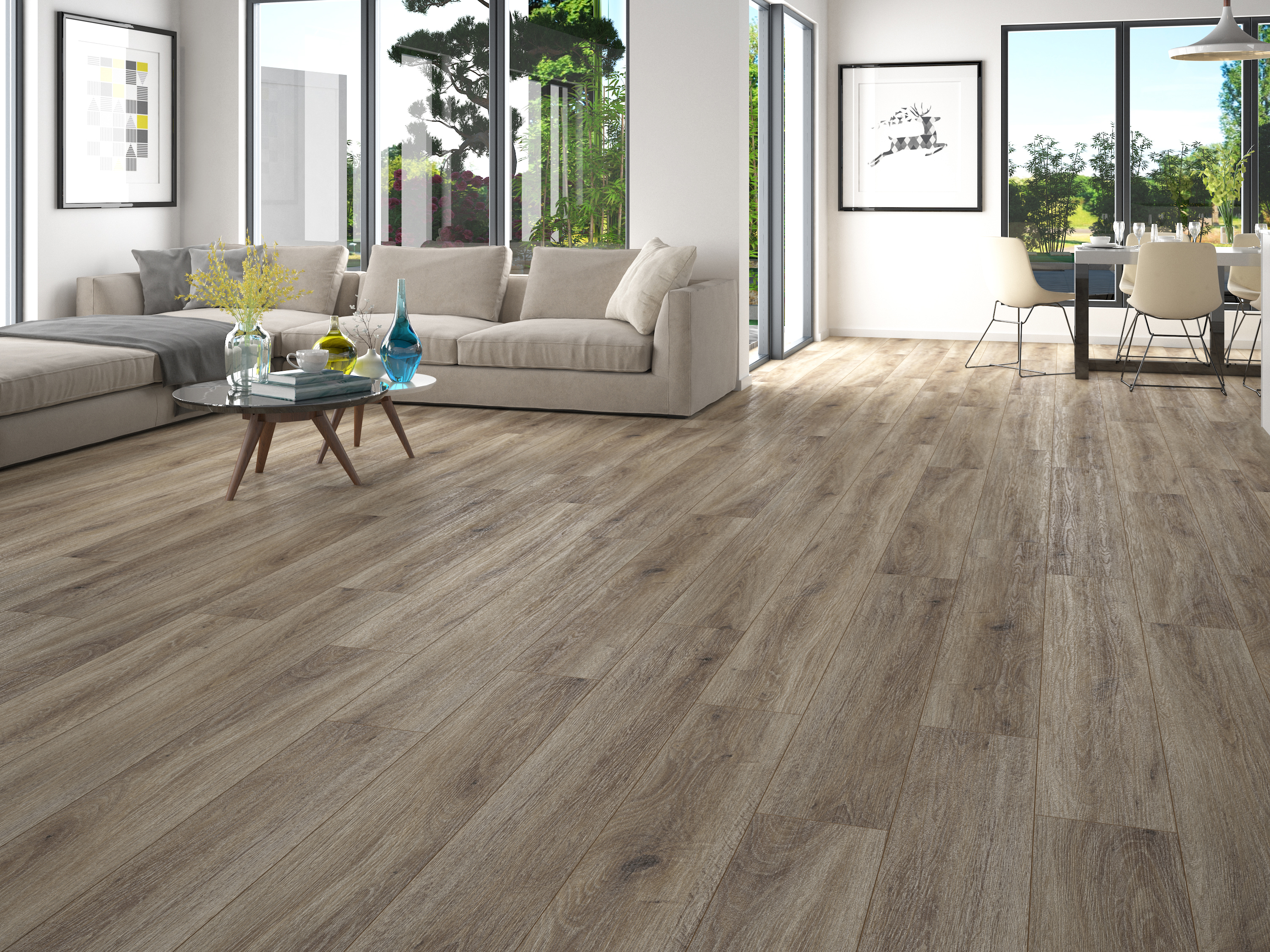 Toasted Oak flooring, shown in a room