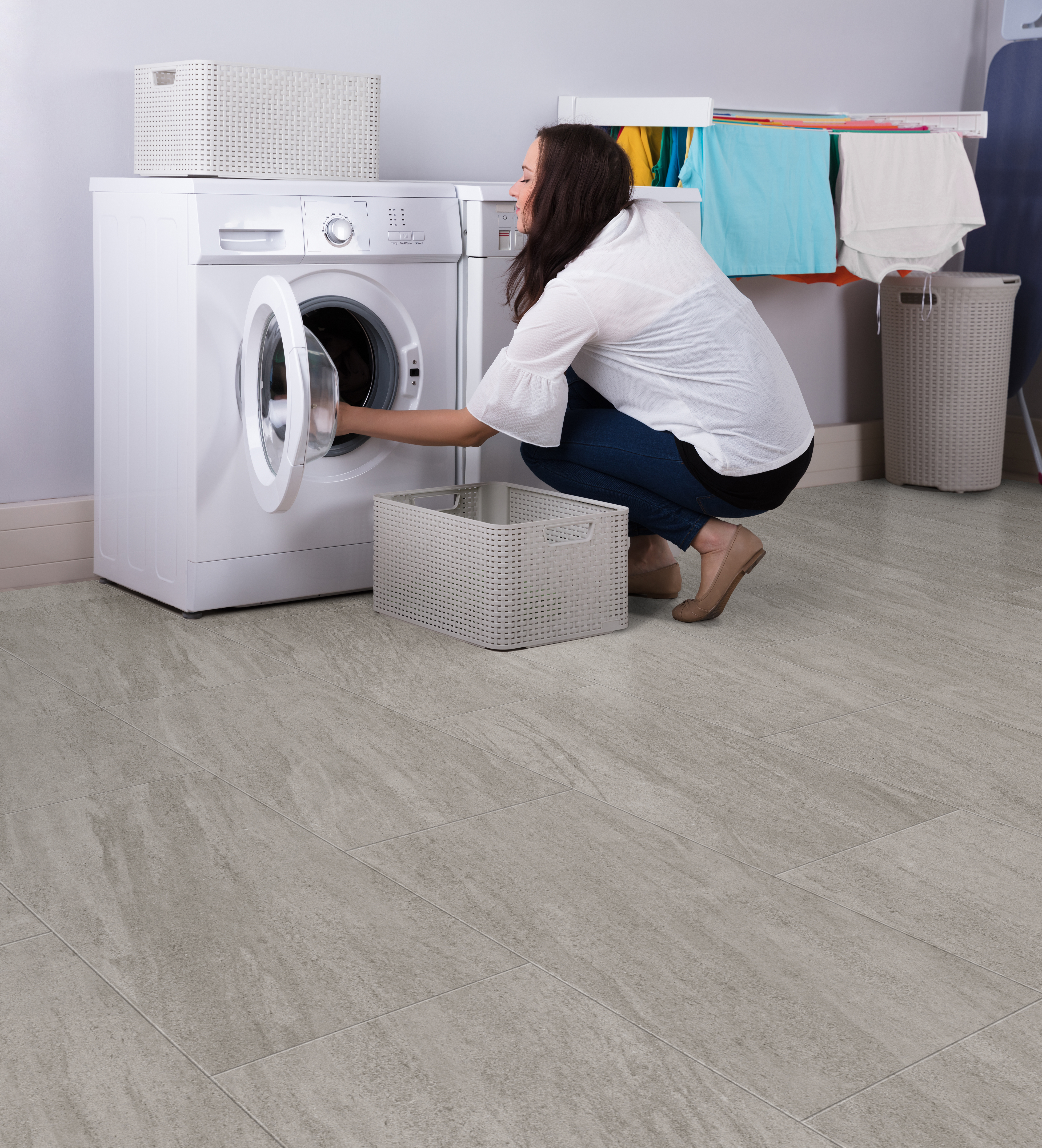 Metal flooring, shown in a room