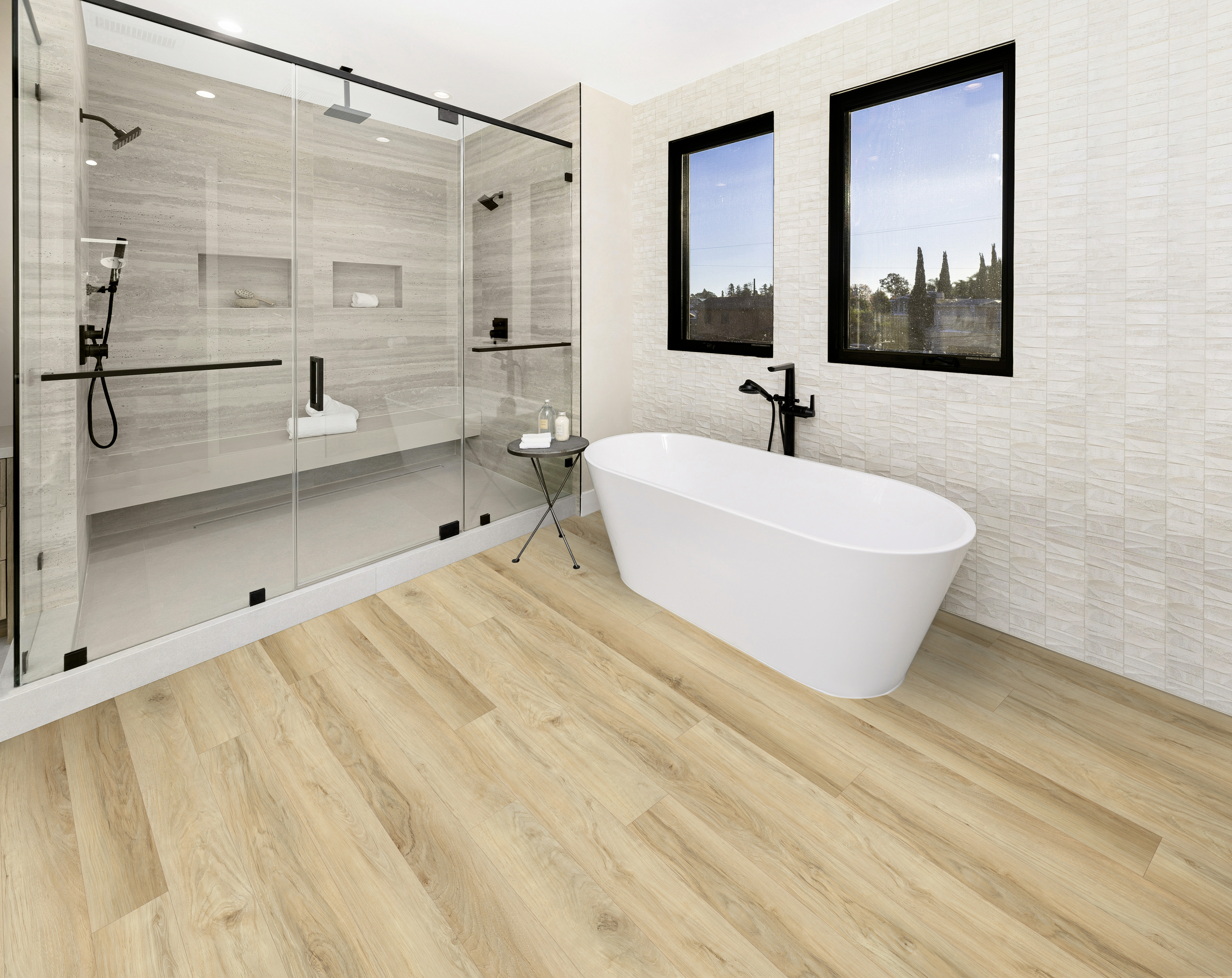 Shell flooring, shown in a room