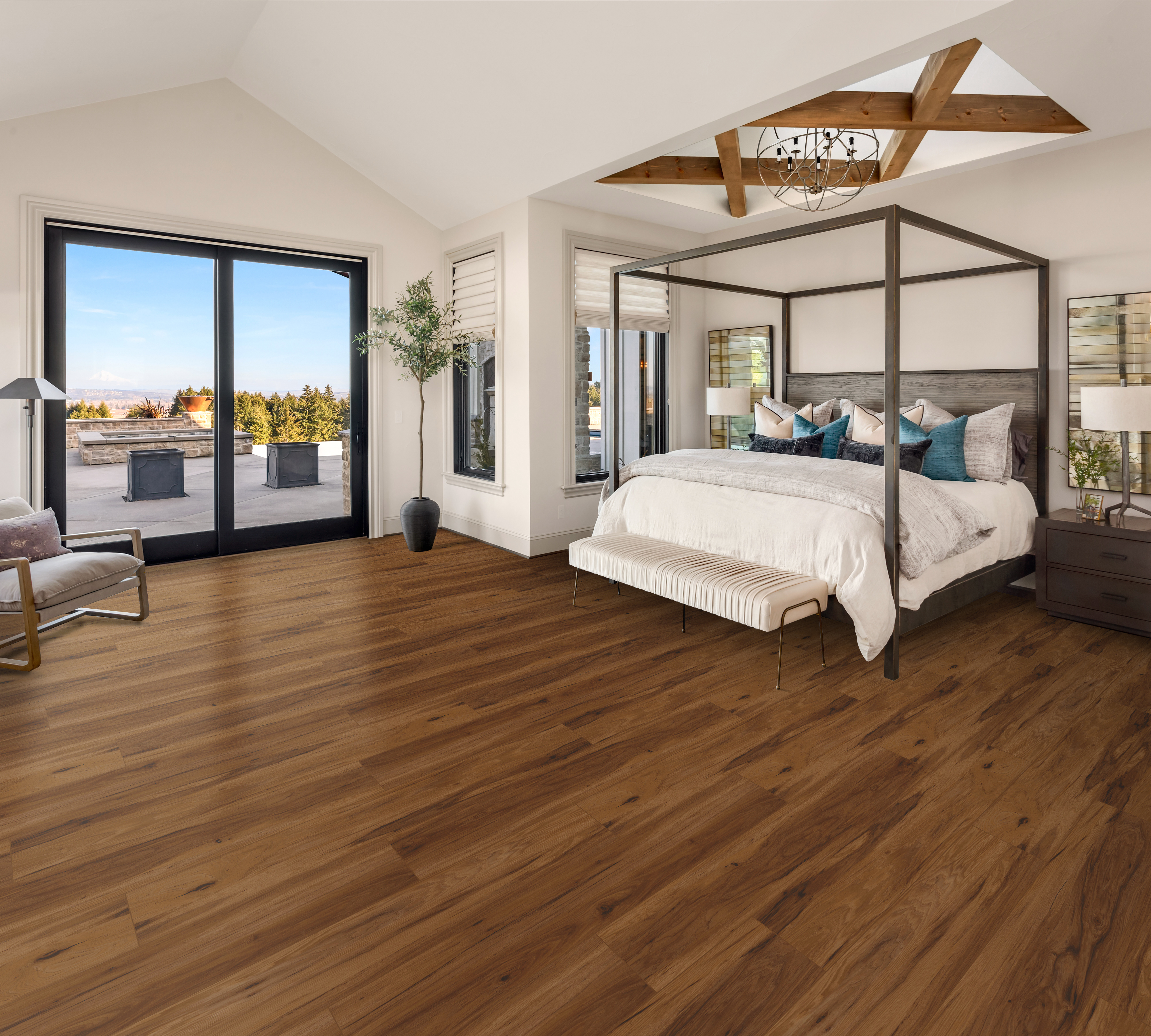 Cognac flooring, shown in a room