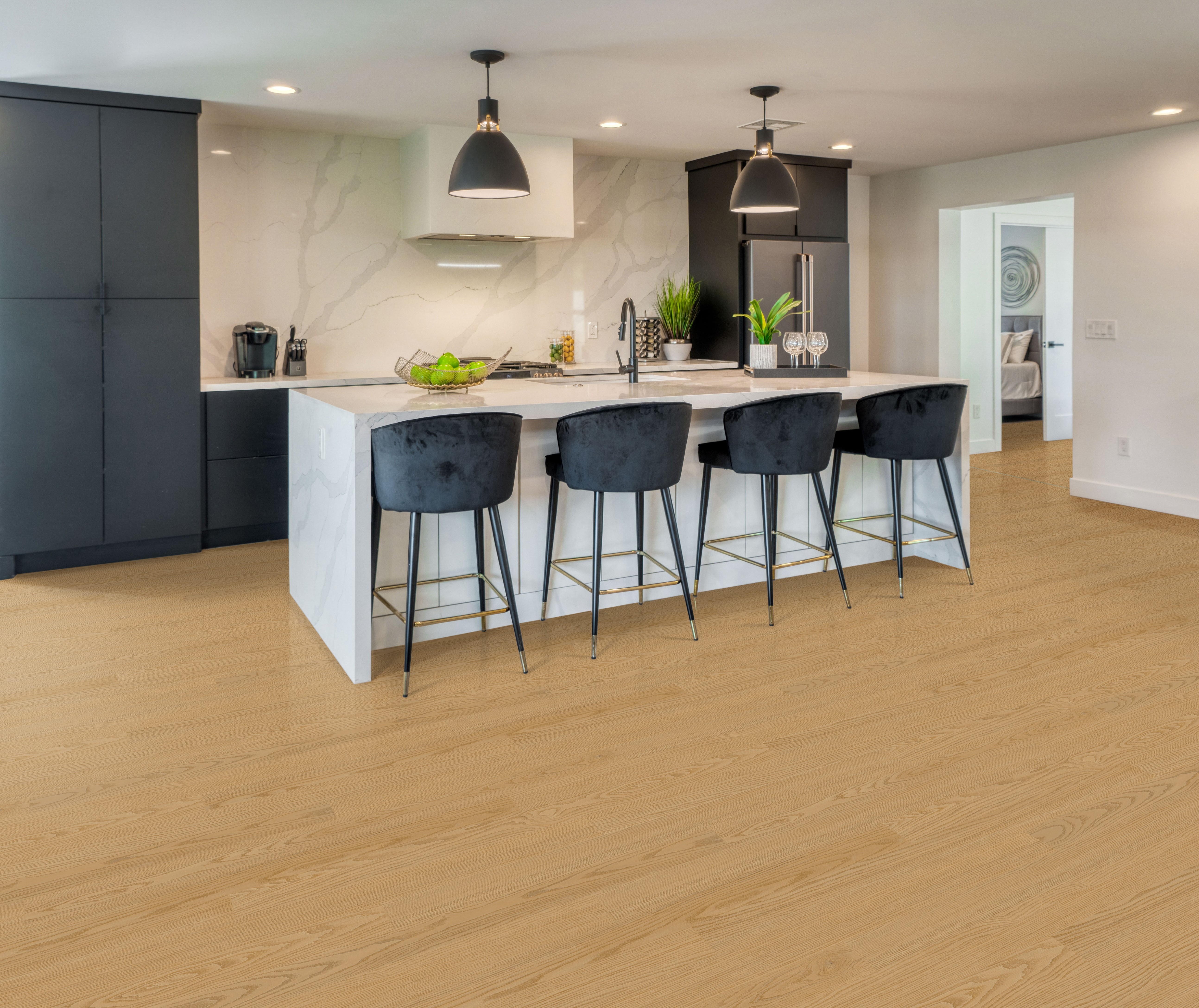 Oat flooring, shown in a room