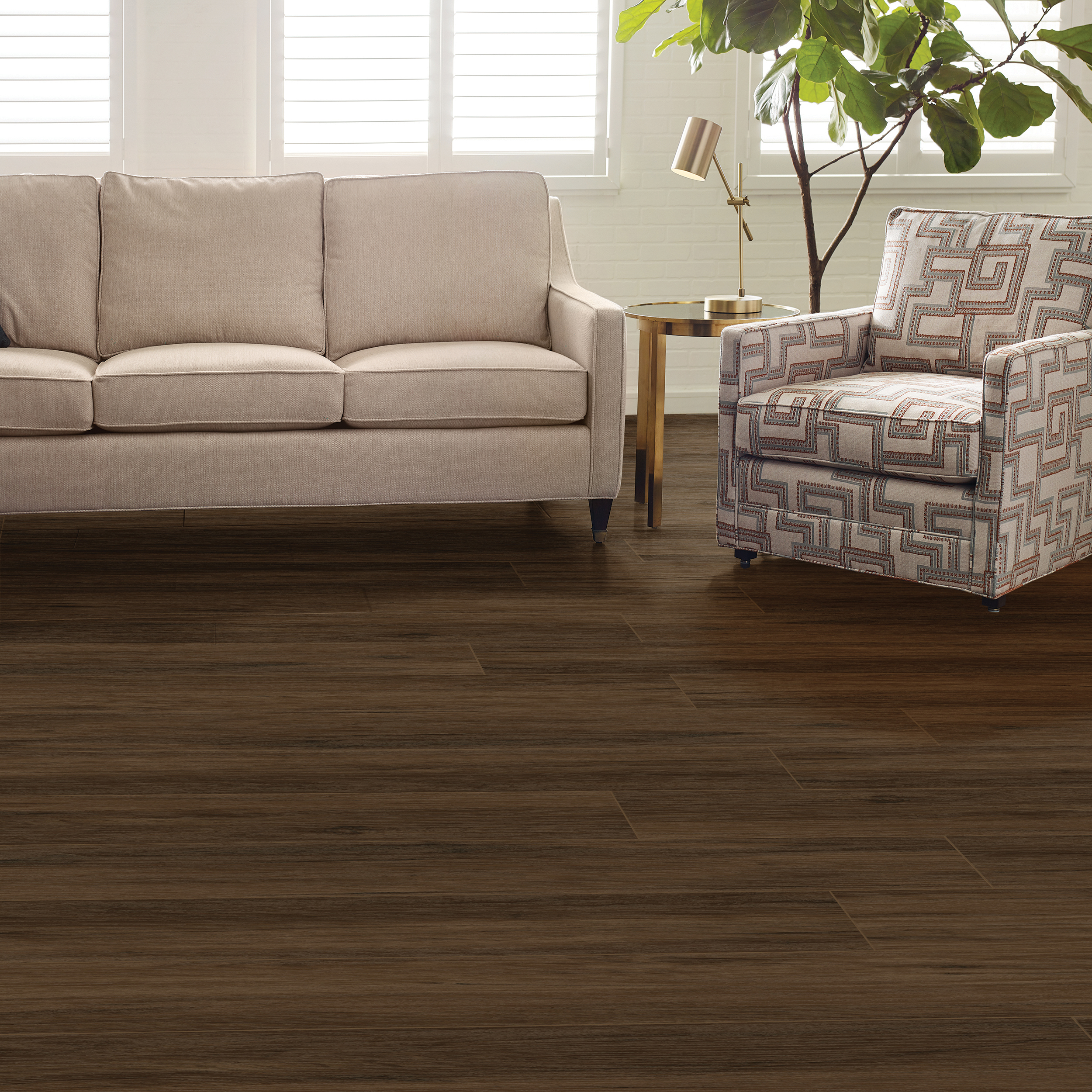 Mahogany flooring, shown in a room