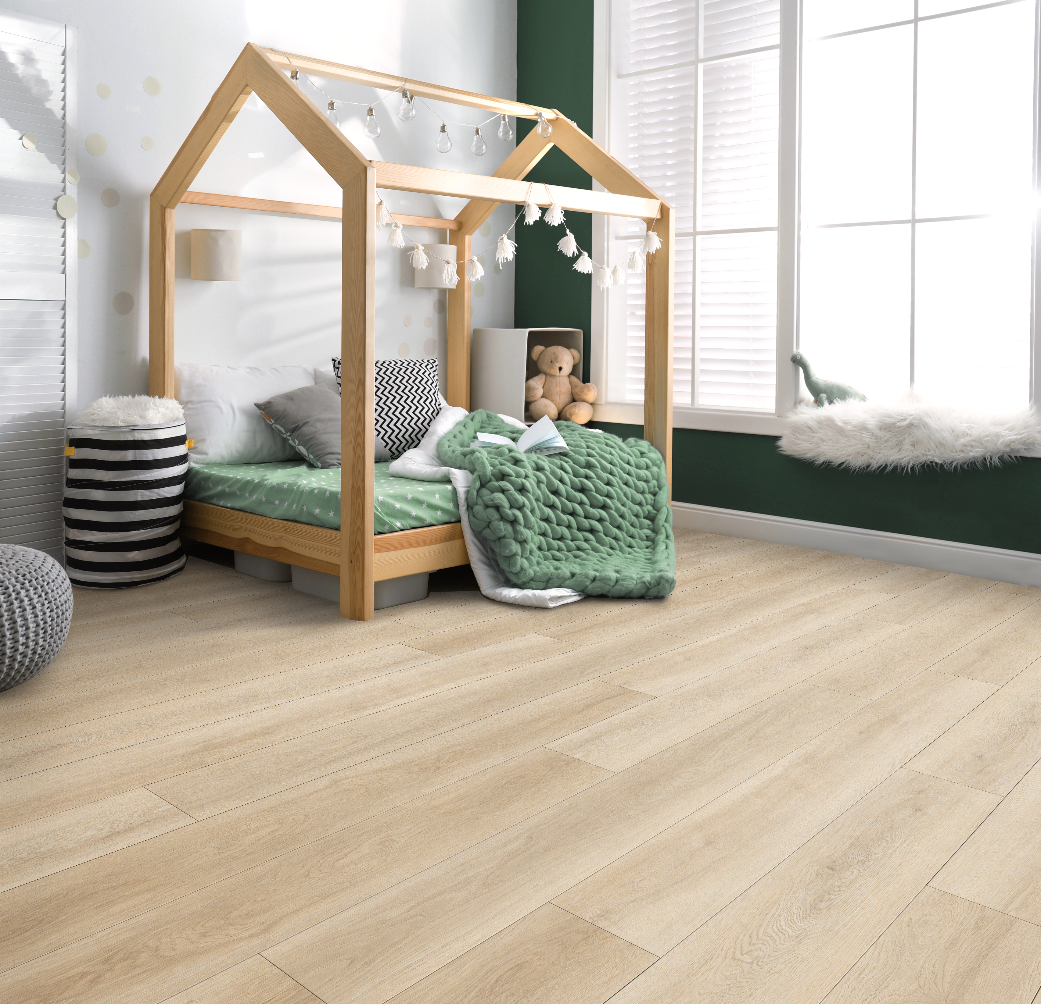 French Vanilla flooring, shown in a room