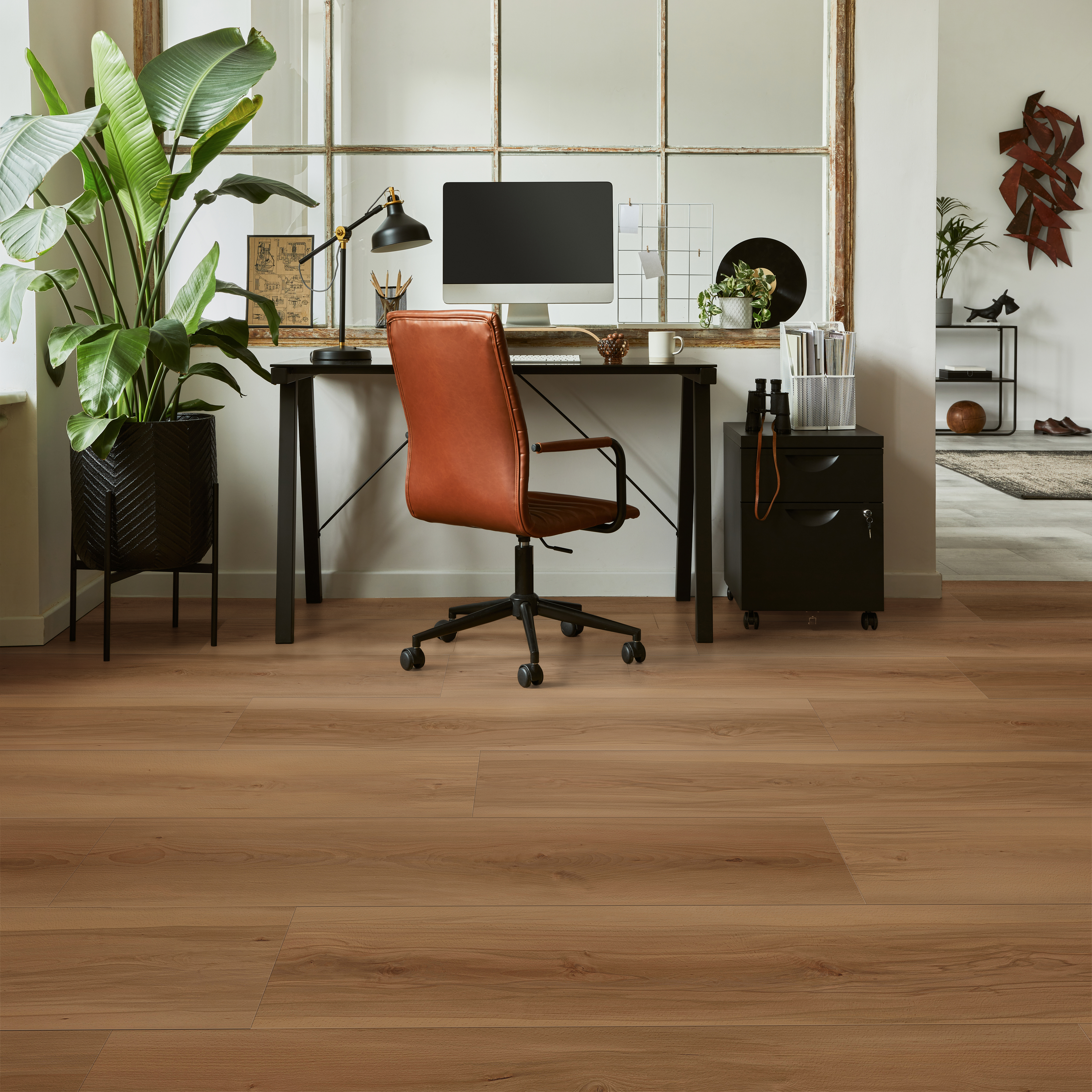 Burnt Sienna flooring, shown in a room