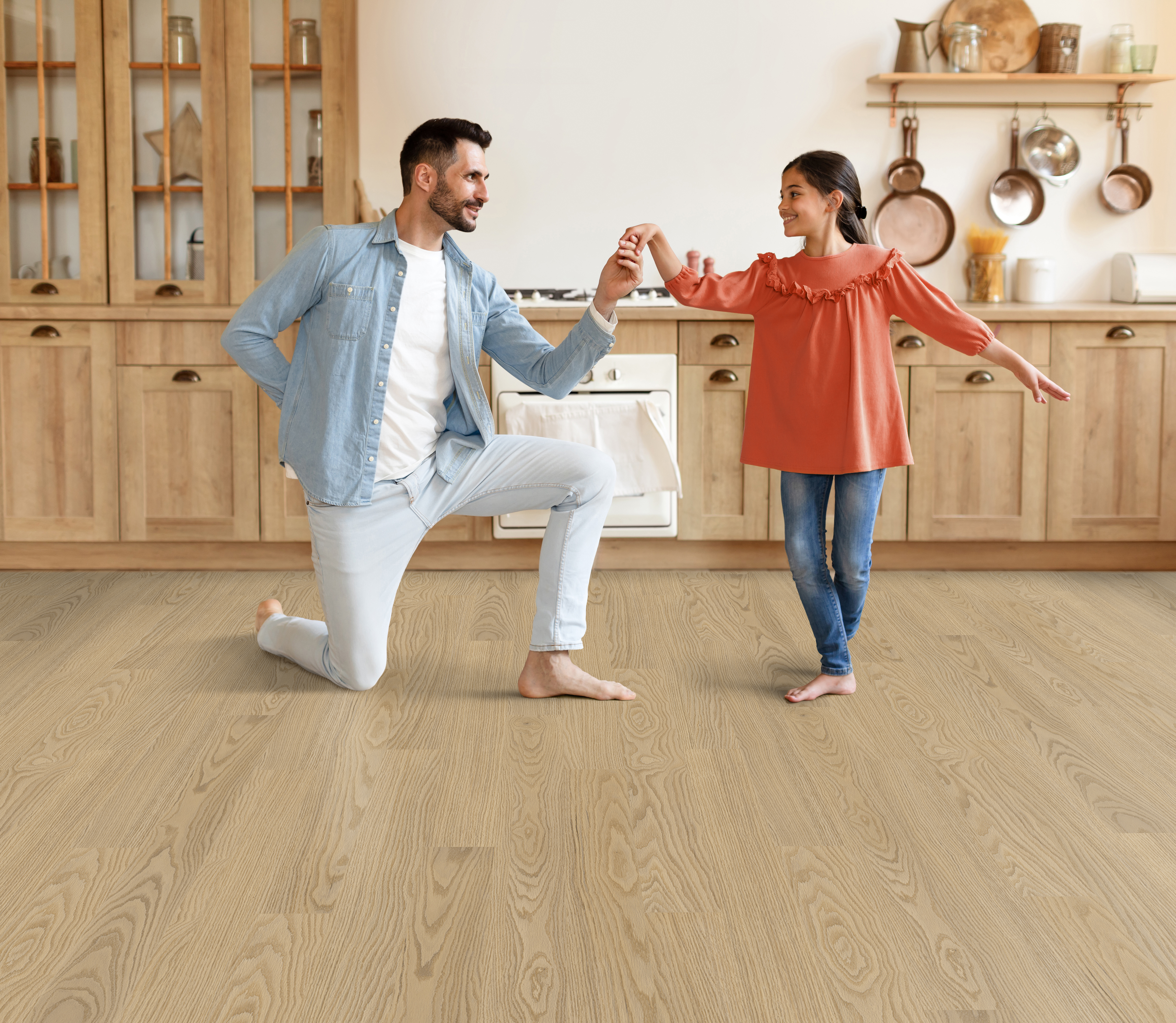Antique Linen flooring, shown in a room
