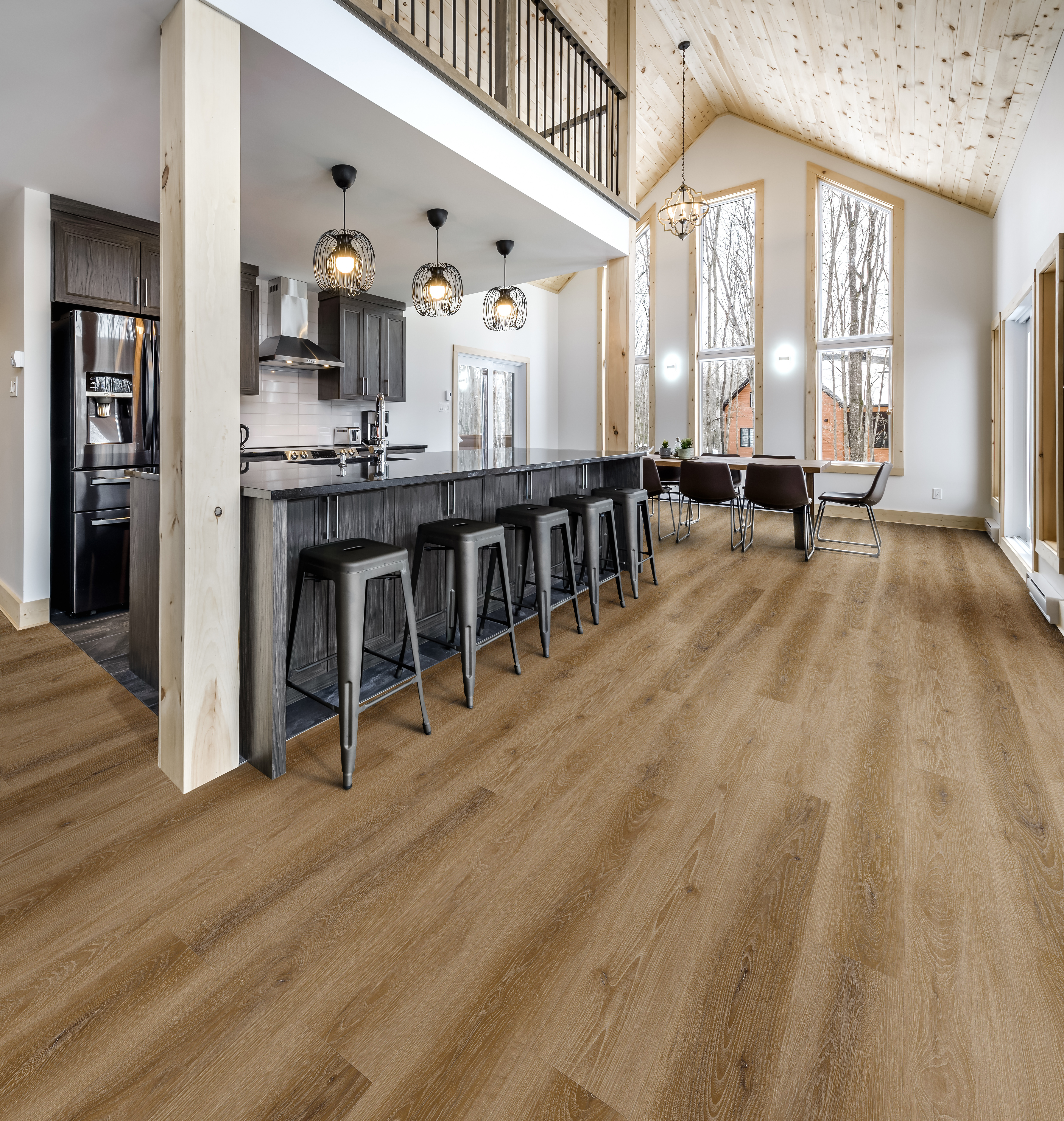 Camel flooring, shown in a room