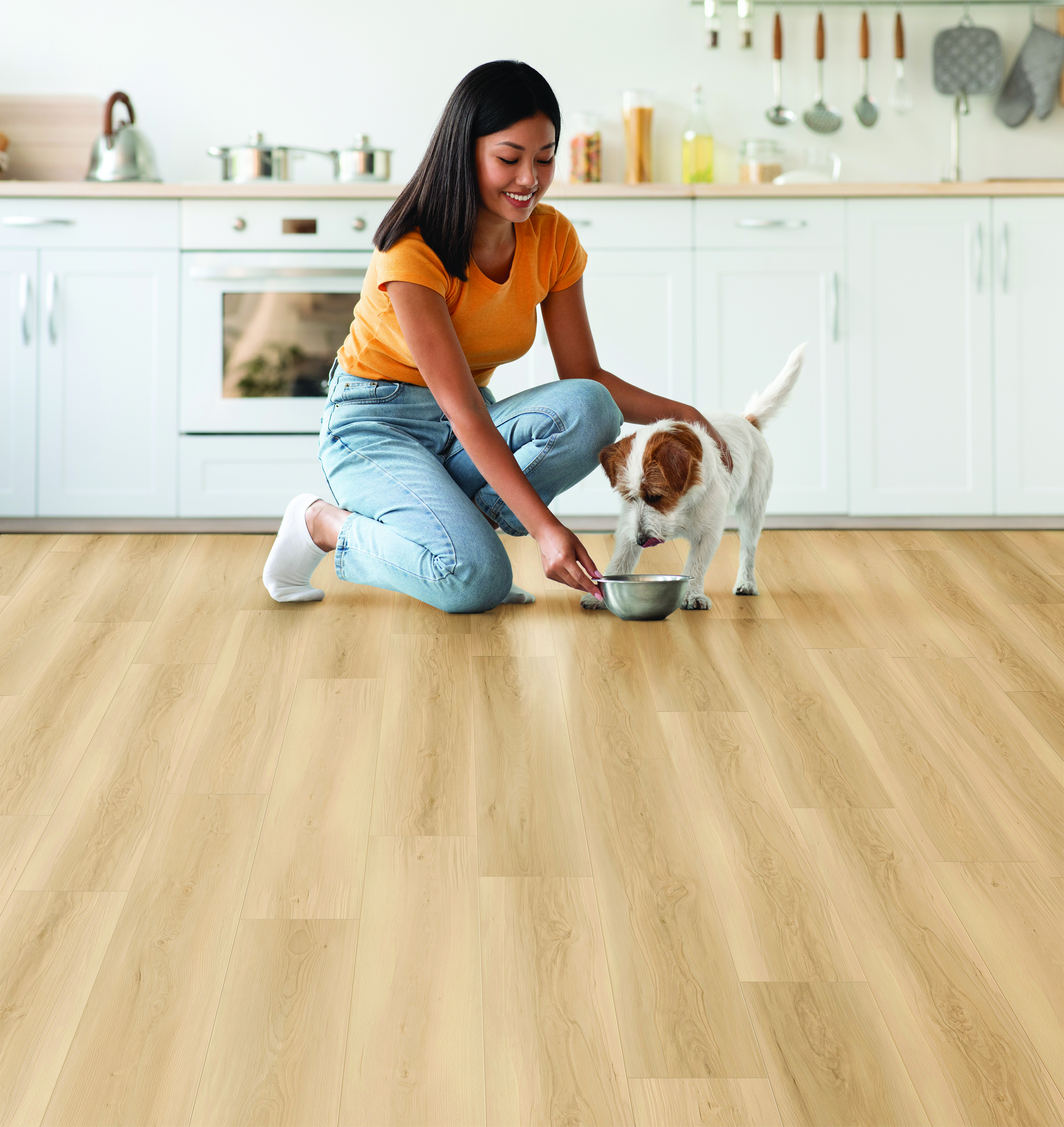 Antique Linen flooring, shown in a room