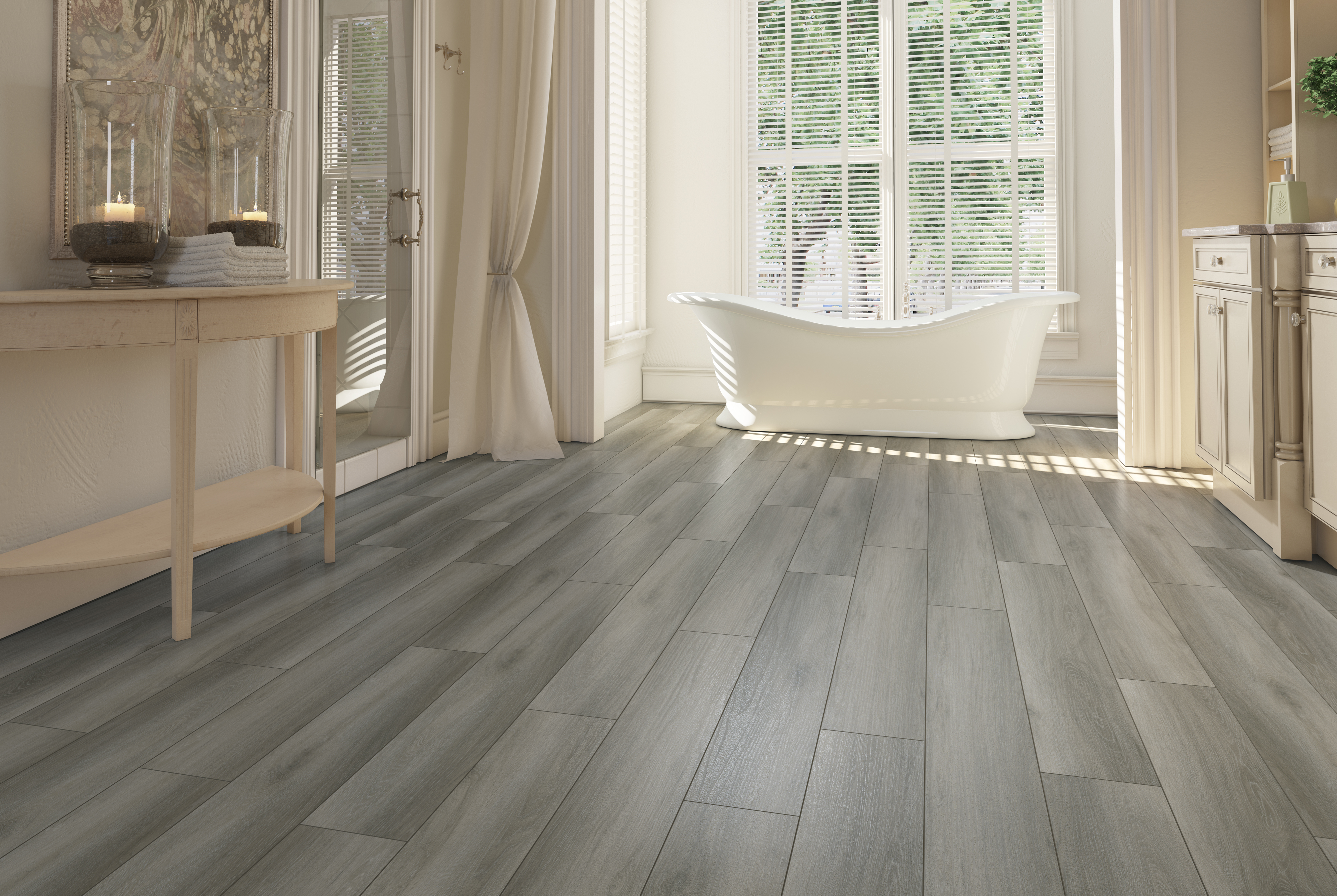 Fossil flooring, shown in a room