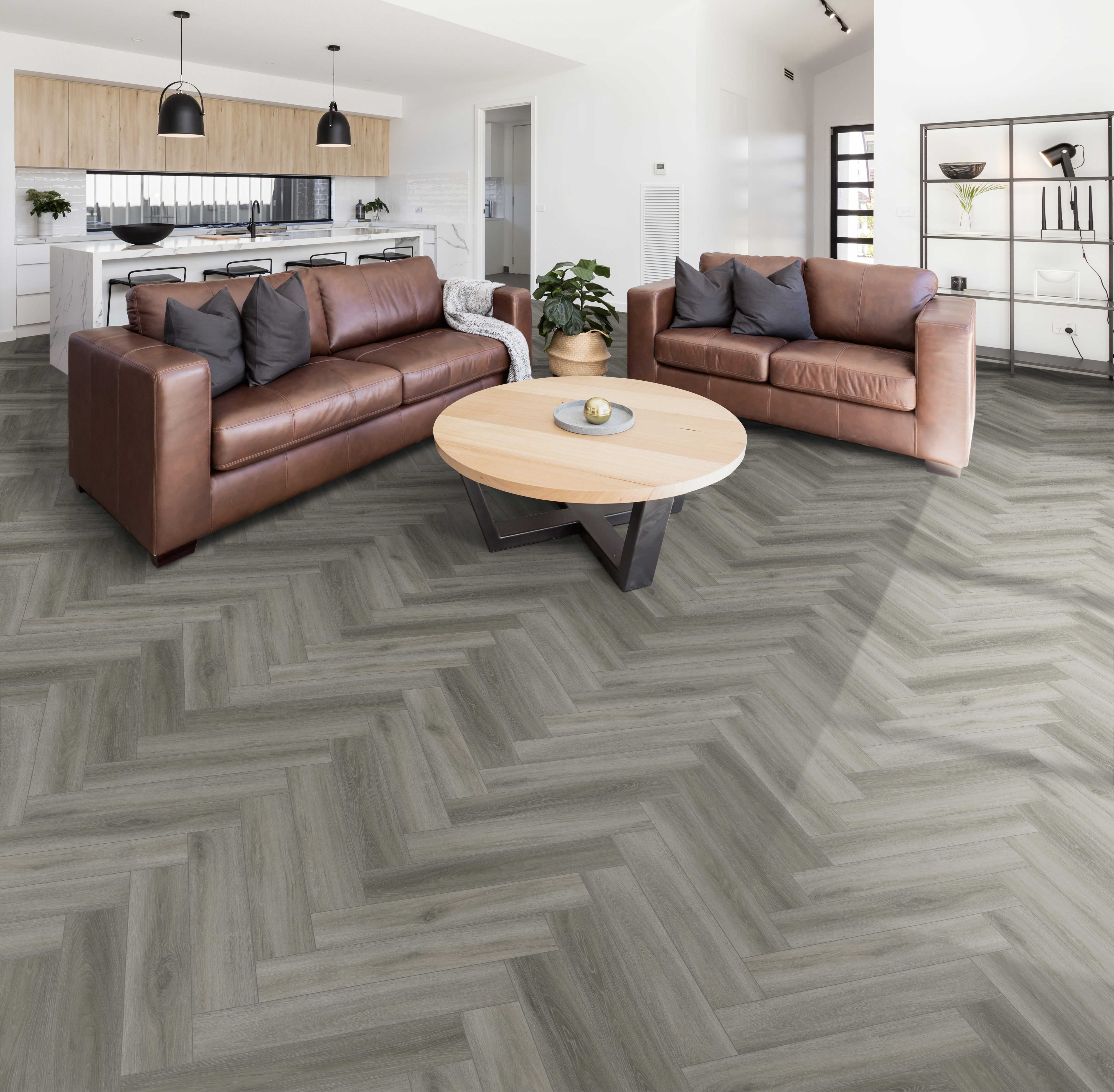 Fossil flooring, shown in a room
