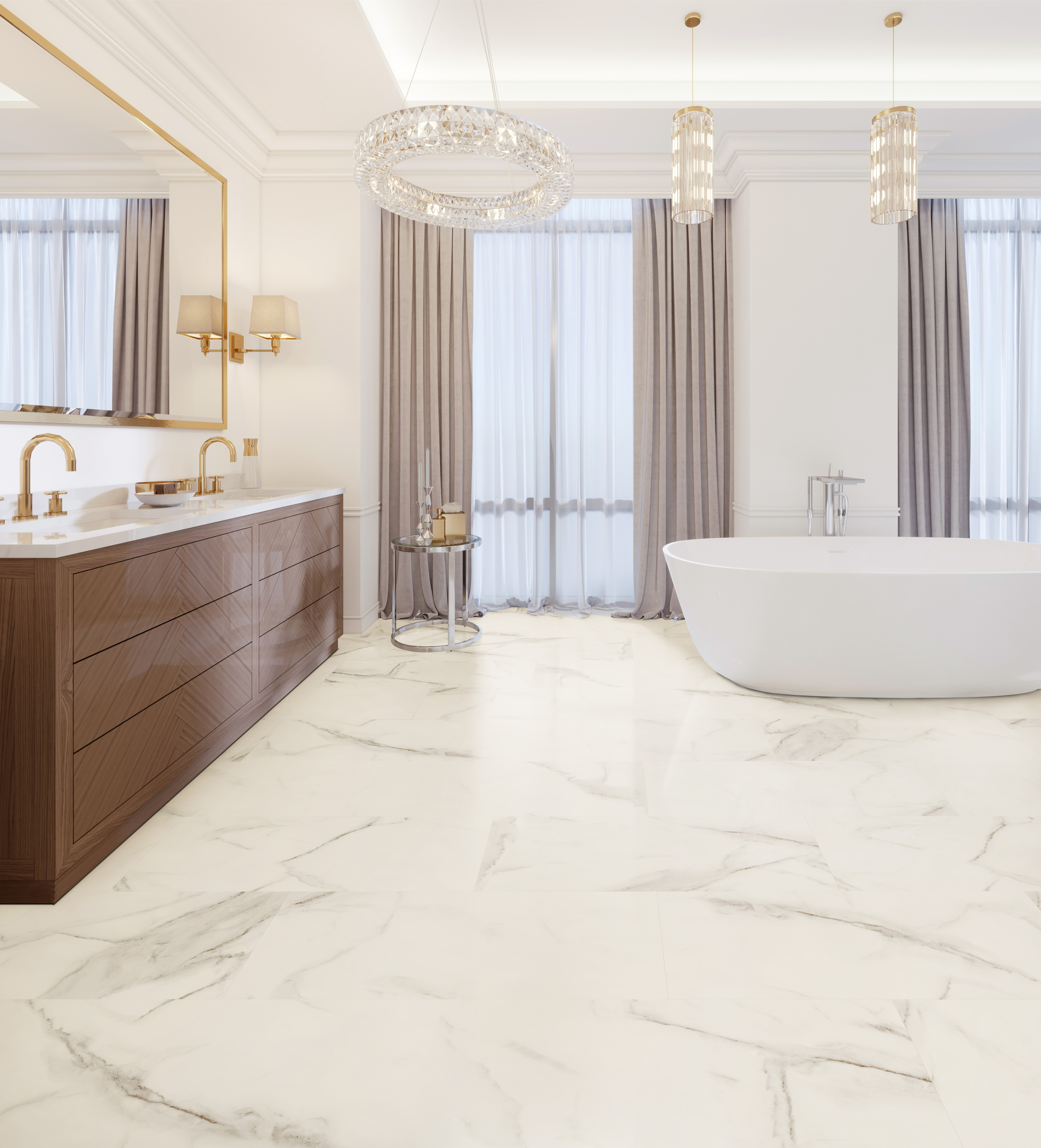 Gold flooring, shown in a room