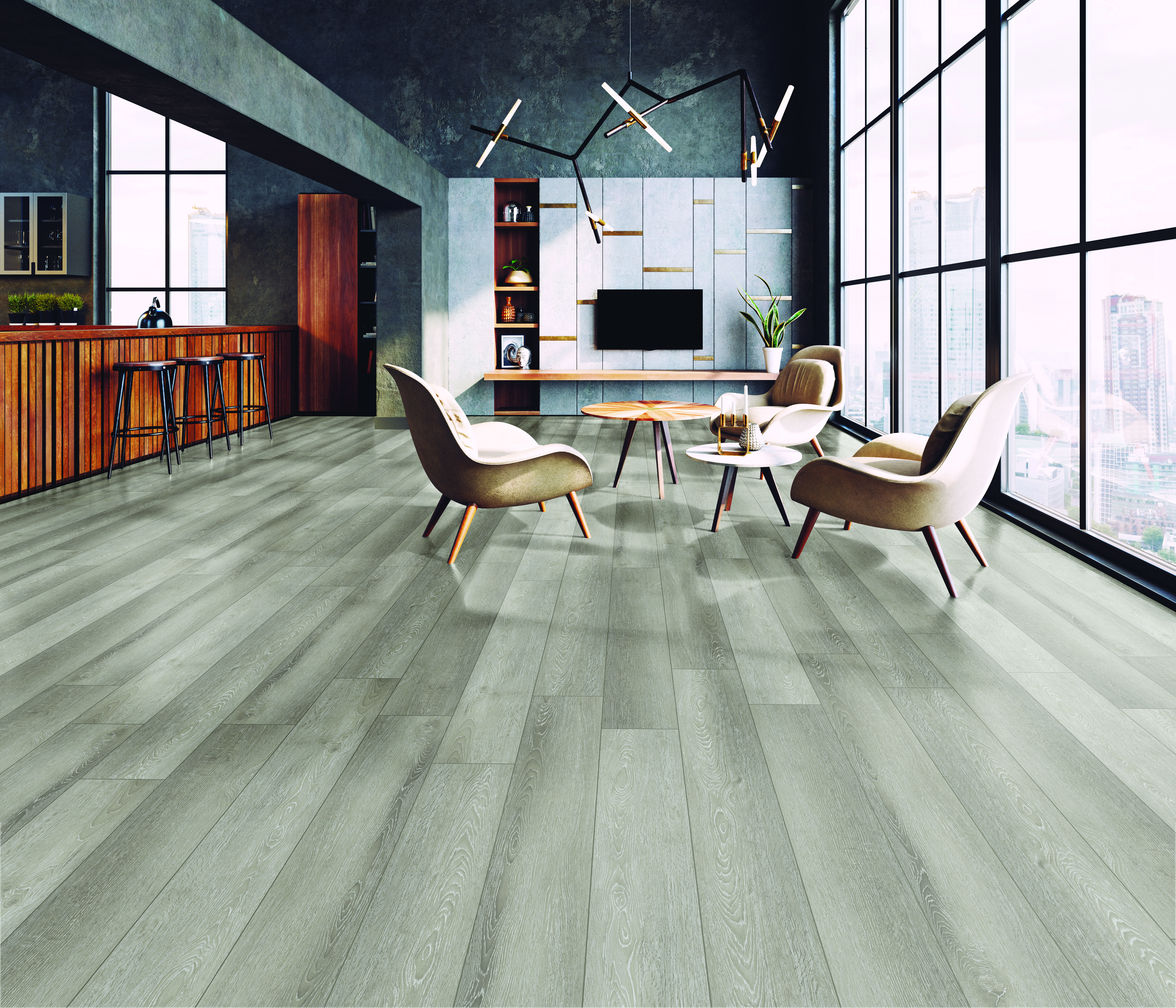 Fossil flooring, shown in a room