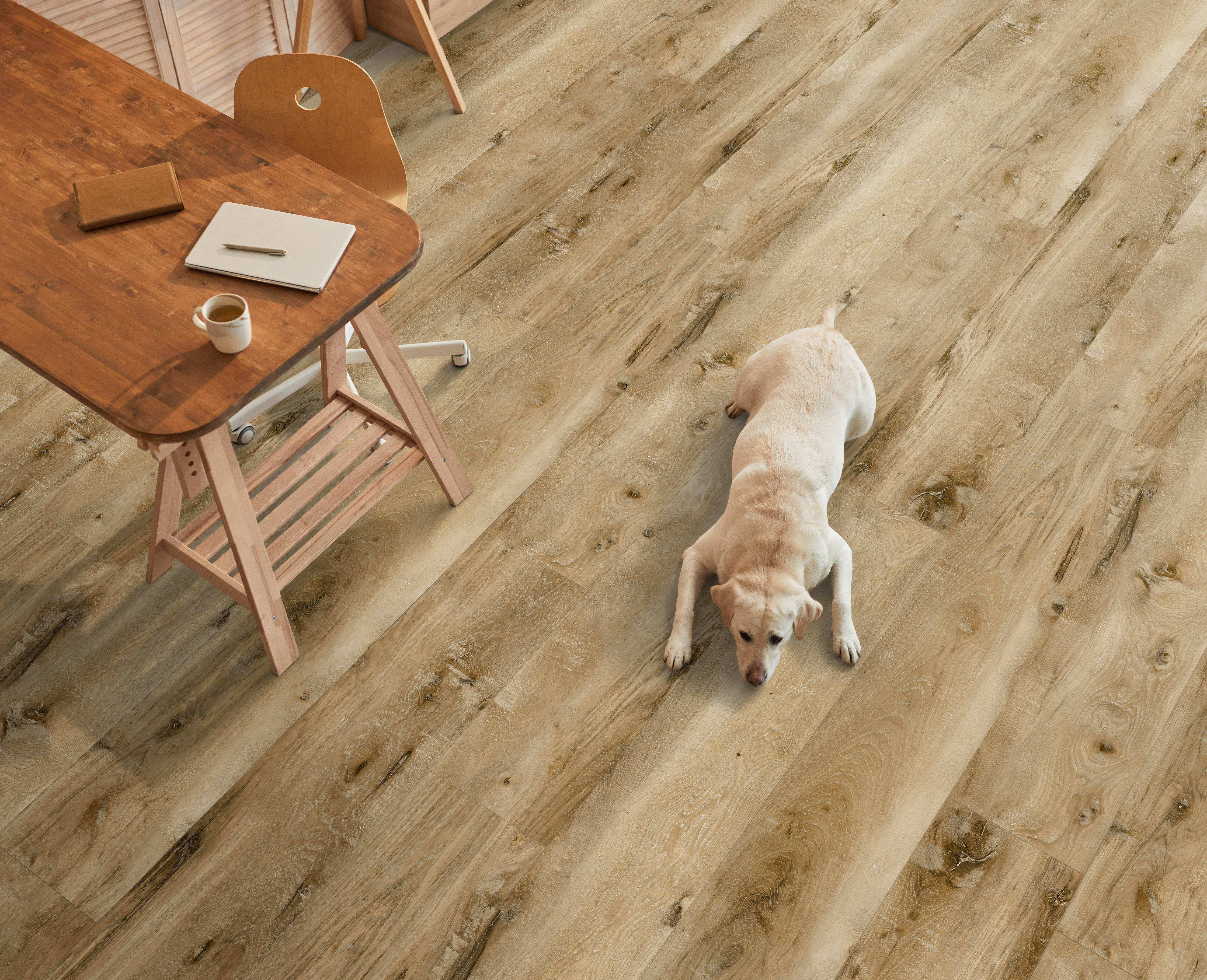Grain flooring, shown in a room