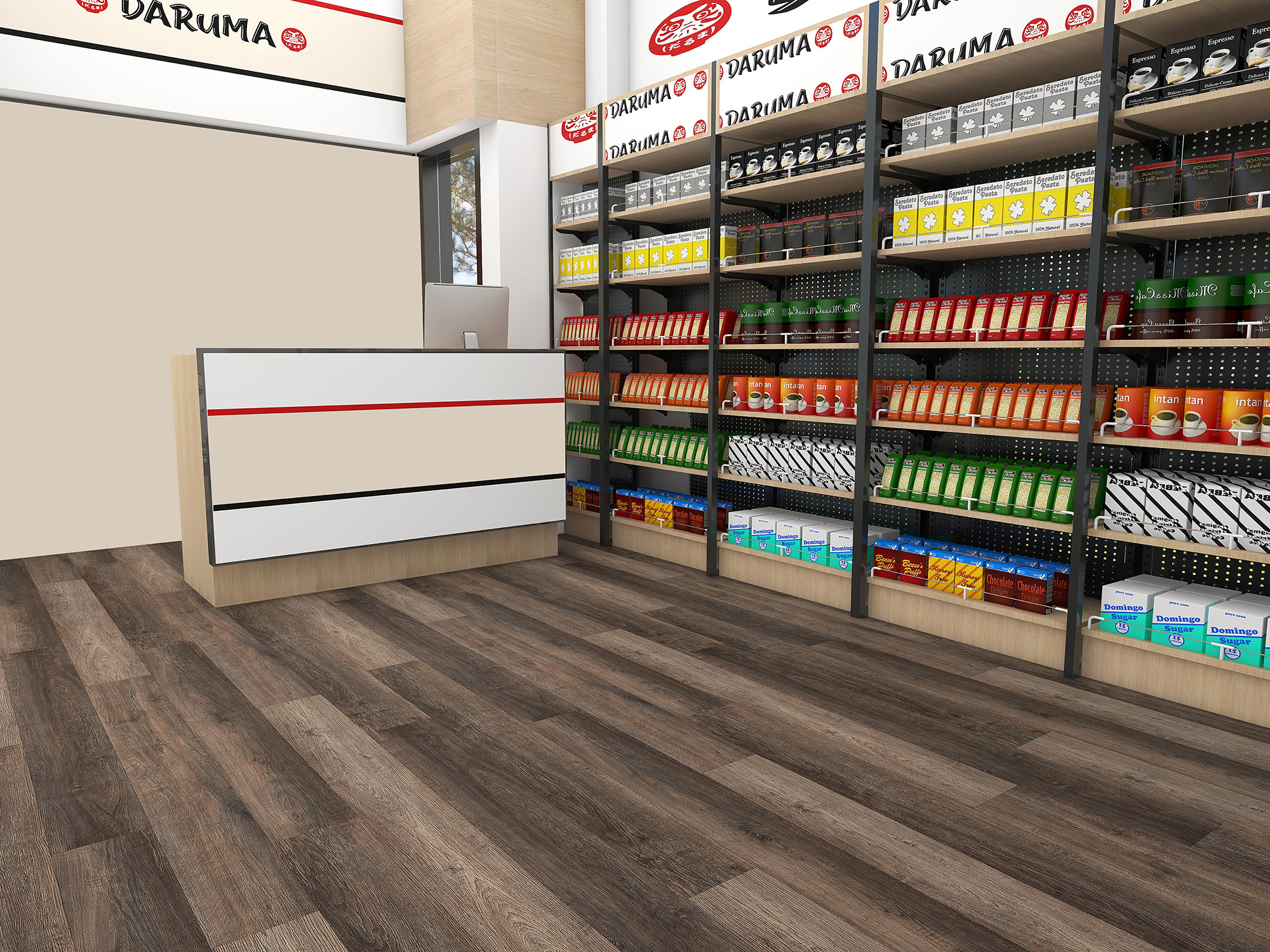 Tavern flooring, shown in a room