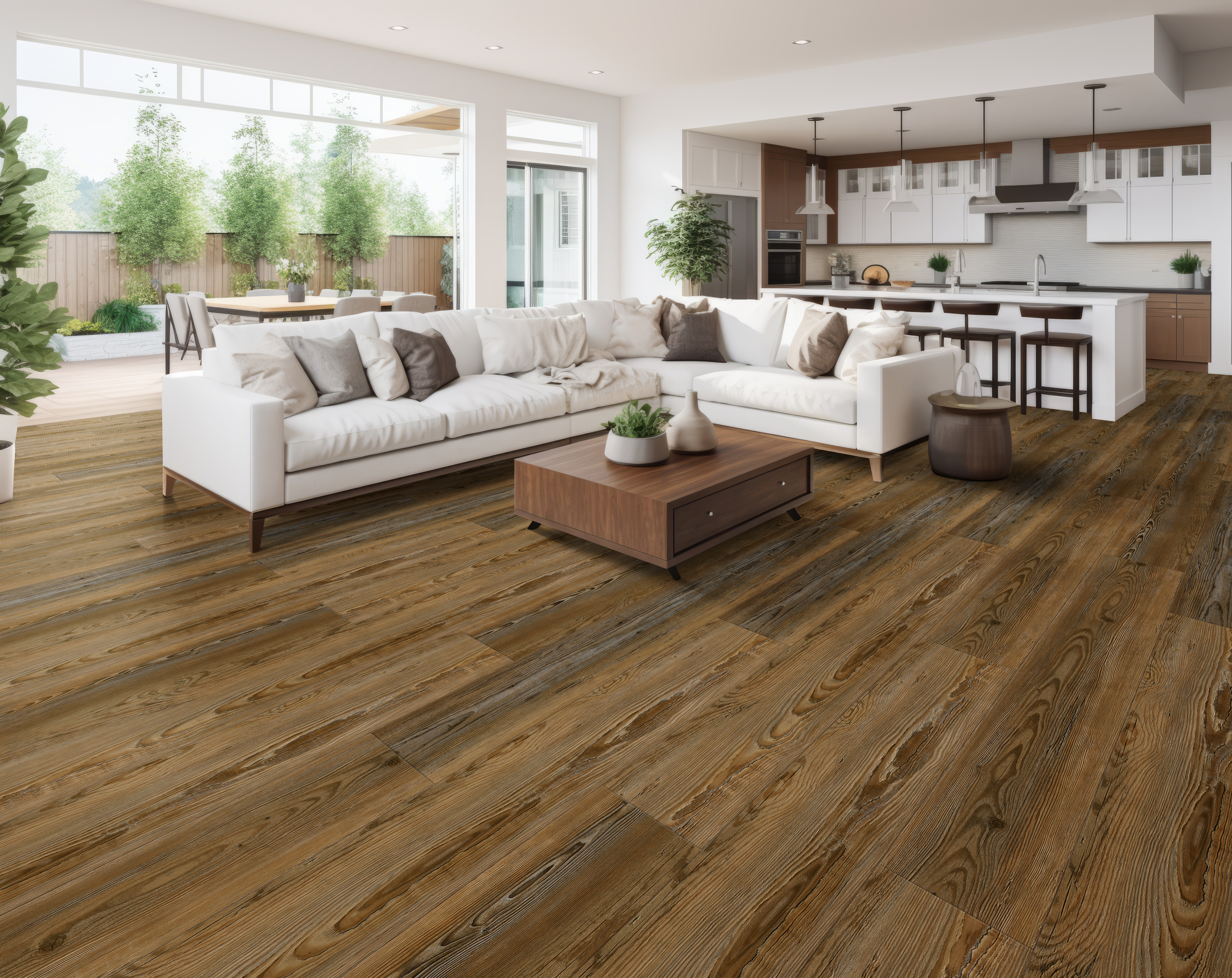 Ginger flooring, shown in a room