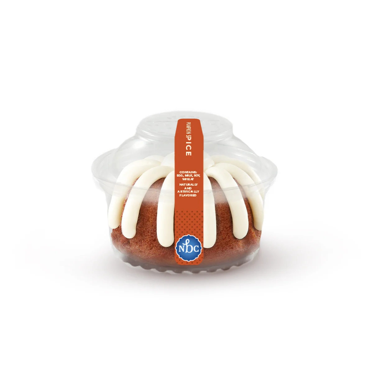 Individually packaged personal Pumpkin Spice Bundtlet crowned with our signature cream cheese frosting.