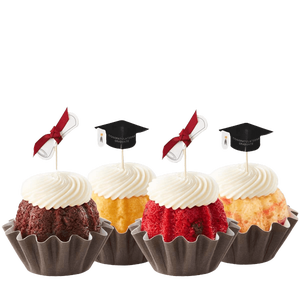 Four Bundtinis with graduation topper decoration -- Shop Now