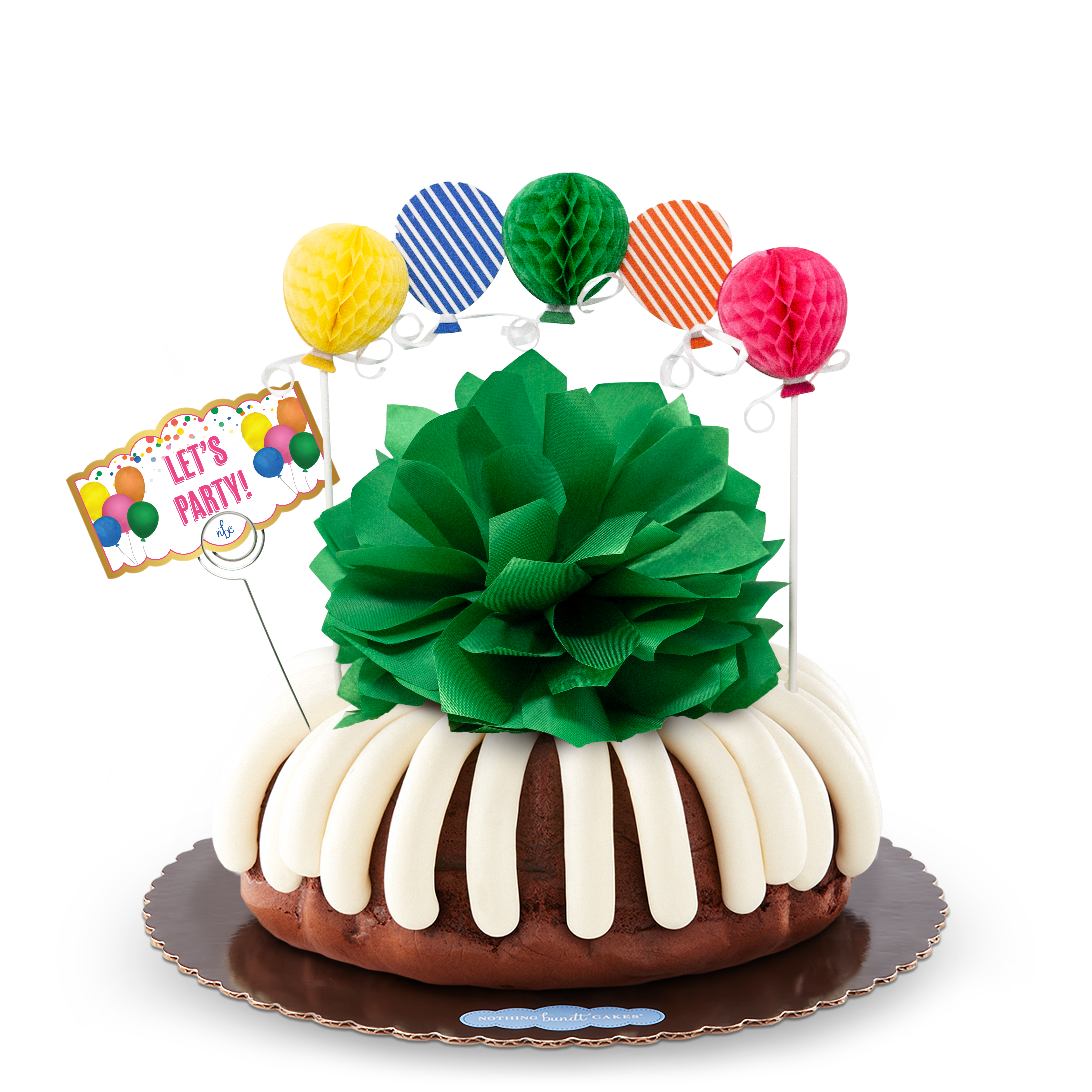 Bundt Cake with signature frosting decorated with decorative customizable paper bow and quote card -- Shop Now.