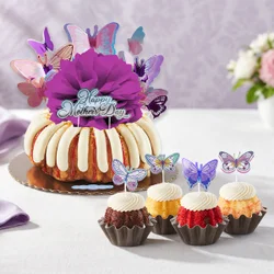 Butterflies Bundt Cake and Four Bundtinis with butterfly decorations.