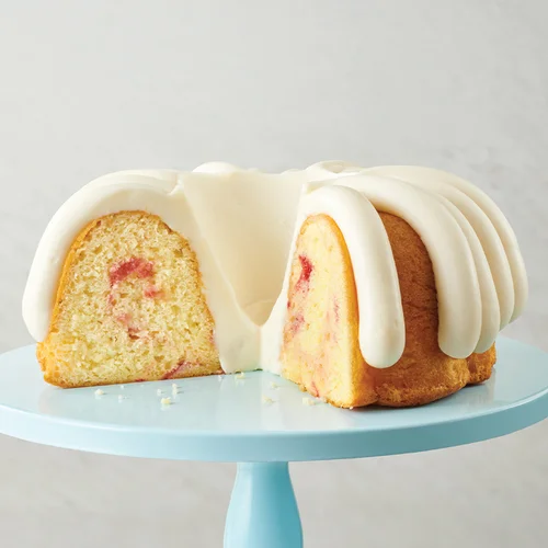 White Chocolate Raspberry Bundt Cake, with signature frosting - Shop Bundt Cakes