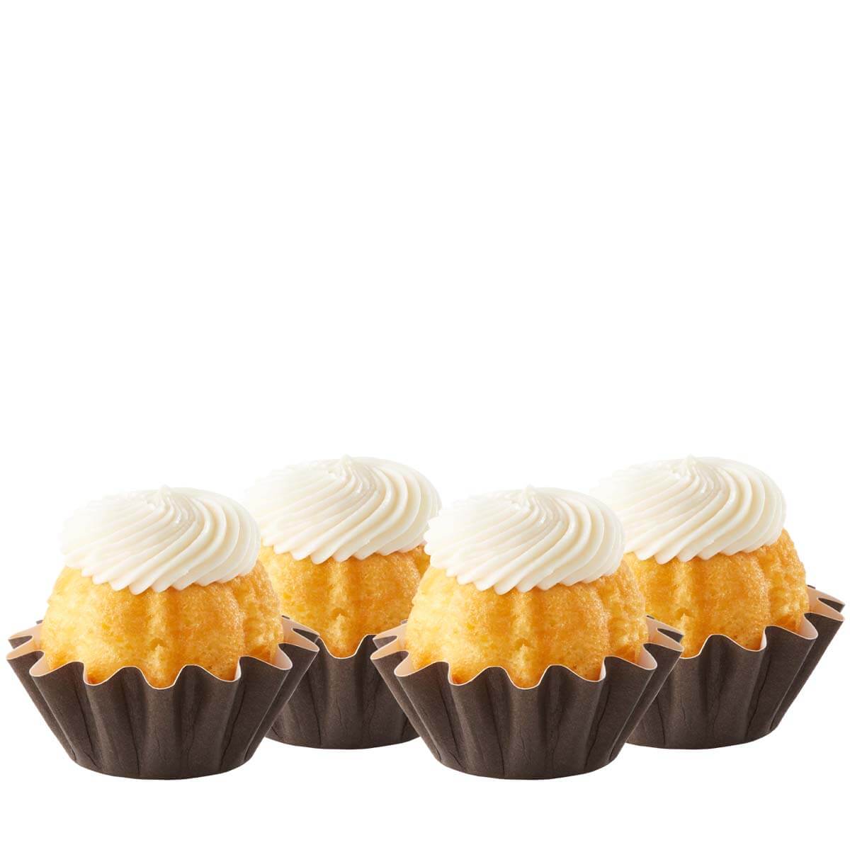 Four Lemon Bundtinis sitting in a row.