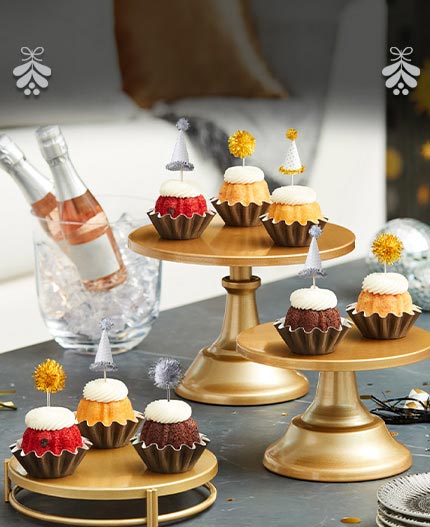 Assorted Bundtinis on a festive table