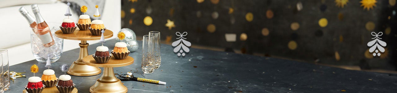 Assorted Bundtinis on a festive table