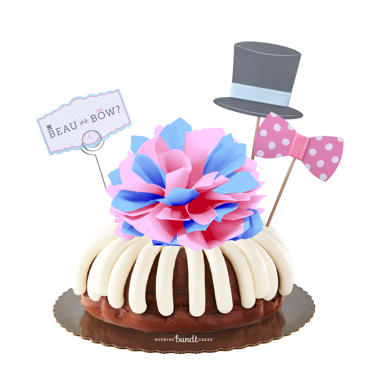 Gender Reveal Cake with Baby Rattle Surprise - Nothing Bundt Cakes