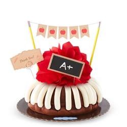 Bundt Cake with decorative flags.