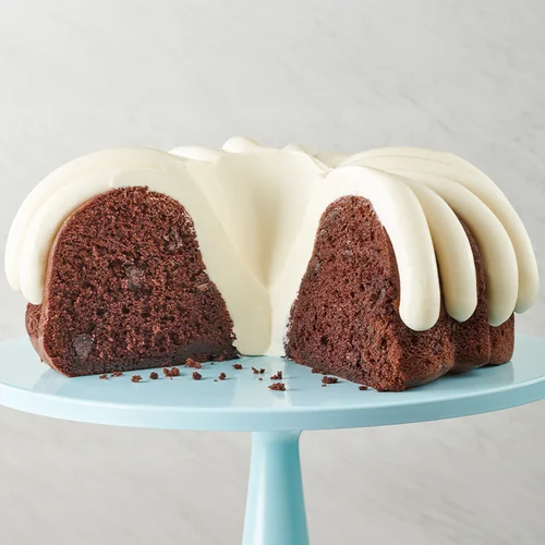 Chocolate Chocolate Chip Bundt Cake with signature frosting - Shop Bundt Cakes